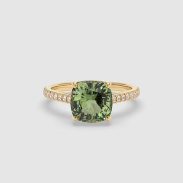 Green Cushion Tourmaline Ring