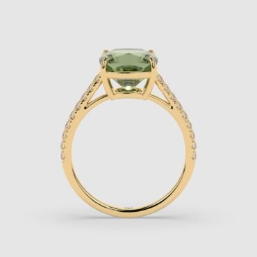 Green Cushion Tourmaline Ring