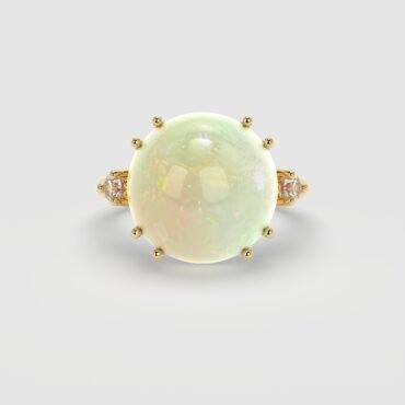 White Cabochon Opal Ring